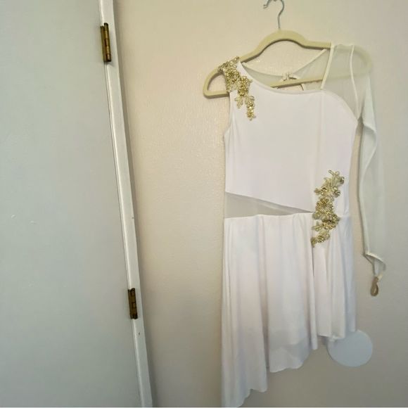 Weissman dance costume LOVE ME AGAIN 10156 Asymmetrical white SA-Small adult - Picture 2 of 11
